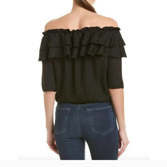 Zadig & Voltaire Milkmaid Tease Jac Leo Silk Off the Shoulder Top Size Large - Picture 2 of 8